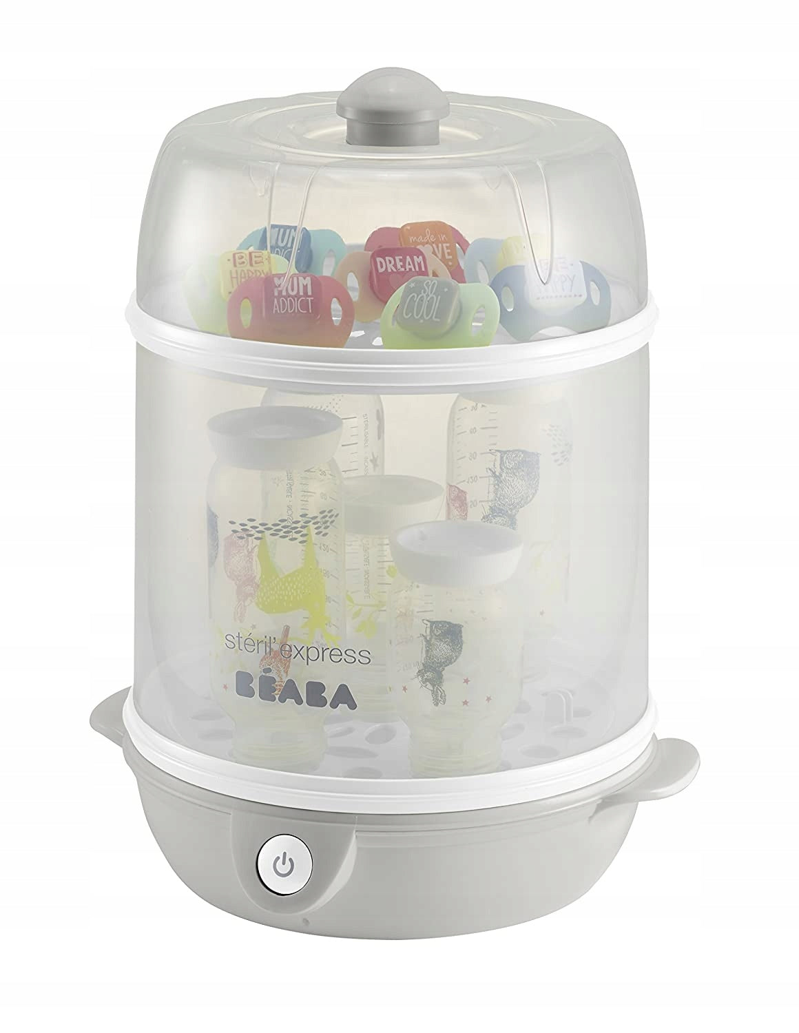 BEABA Steril'Express 2w1 STERYLIZATOR PAROWY szary, szybki sterylizator do butelek i smoczków dla dzieci