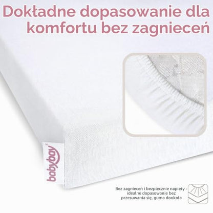 Babybay Deluxe Organic – grafika dopasowania prześcieradła do materaca