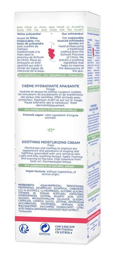 MUSTELA hydratačný krém na tvár pre veľmi citlivú pokožku 40ml