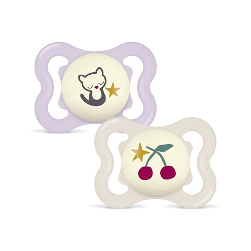 MAM Supreme Night smoczek uspokajający silikonowy 0-6 m x2, nocny smoczek z SkinSoft i świecącym elementem