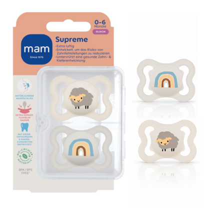 MAM Supreme Silikon-Beruhigungssauger 0-6 Monate x2