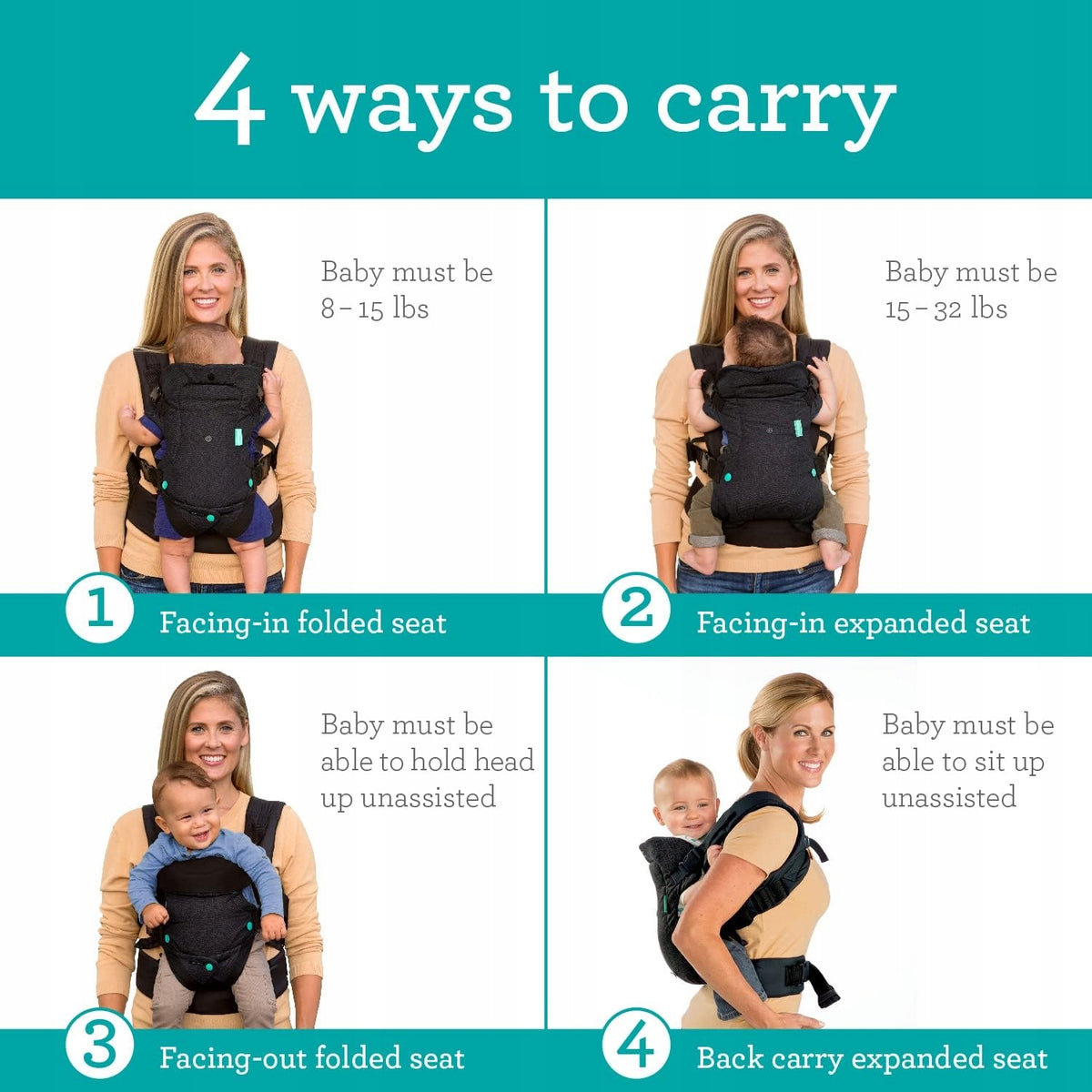 INFANTINO FLIP 4w1 nosidełko ergonomiczne 3,5 - 14,5 kg, 4 sposoby noszenia dla dziecka