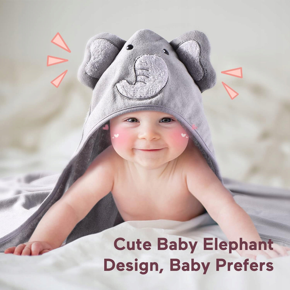 MOMCOZY håndklæde med hætte x2 76x76 +6 24x24 vaskeklude