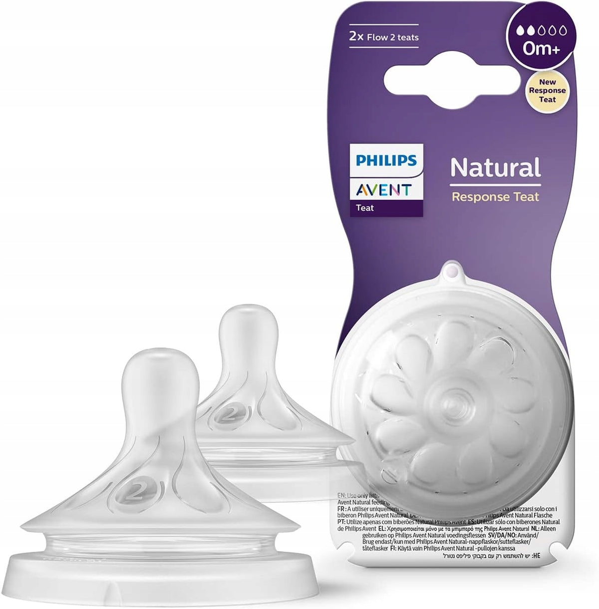 PHILIPS AVENT Natural RESPONSE биберони за шишета 0 месеца+ x2