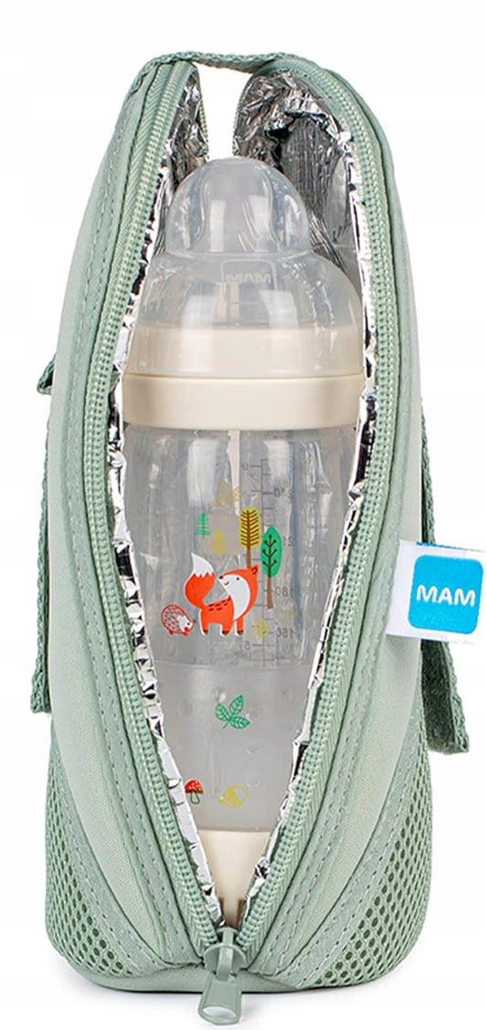 MAM Thermal Bag torba termiczna na butelkę 21 cm niebieska, neoprenowa torba izolacyjna na butelkę z szeroką szyjką