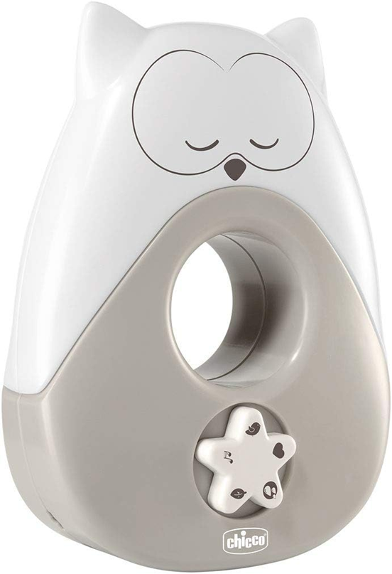 CHICCO Sweet Lights нощна лампа с мелодии и звуци БУХАЛ 13,5 x 18 cm