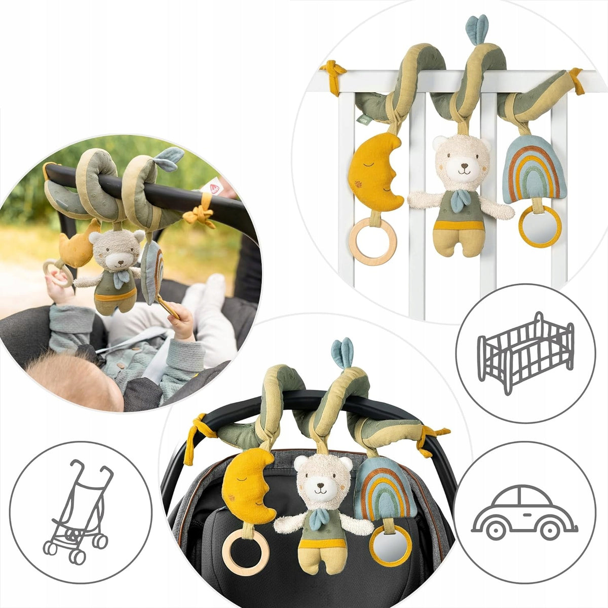 FEHN Natur Bear spiral with toys for wÃ¢â'¬â"¢s, st, car seat