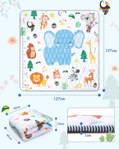 FUNSLAND tappeto da gioco per neonati con misuratore di altezza 127x127cm