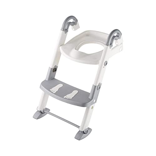 KidsKit Toilet Trainer – szaro biała nakładka na WC z drabinką