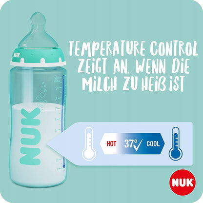 NUK ANTI-COLIC Professional butelki 3x 300 ml 0-6 z kontrolą temperatury mleka i smoczkiem antykolkowym
