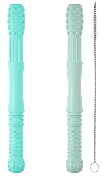 HOPTON inel de dentiție din silicon pentru masaj 2 bucăți + perie de curățare 16,8 cm
