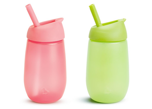 MUNCHKIN SIMPLE CLEAN kubek ze słomką x2 296ml 12msc+ różowy i zielony kubek niekapek dla niemowląt