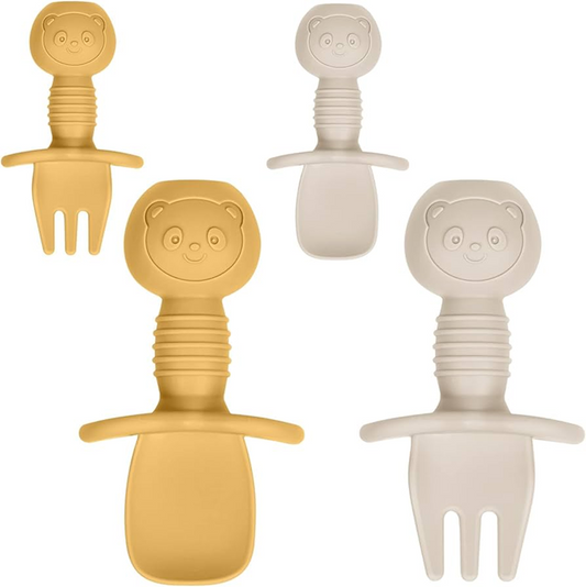 VICLOON posate in silicone 2 cucchiaini 2 forchette 4,3 x 8 cm
