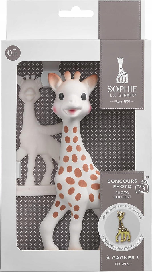 SOPHIE GIRAFFEN sæt med naturlig bidering SO PURE 18CM + mindre