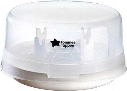 TOMMEE TIPPEE sterylizator + szczypce i smoczek – mikrofalowy sterylizator do butelek i akcesoriów, biały