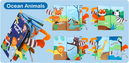 ZAWAER Jungle Tails érzékszervi könyv AKASZTÓVAL 12,5 22 db cm