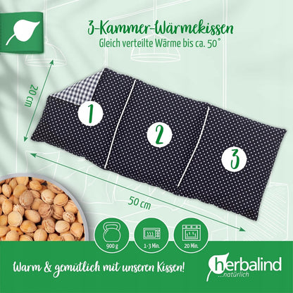 HERBALIND varmepude med kirsebærsten XL 900g 50x20cm