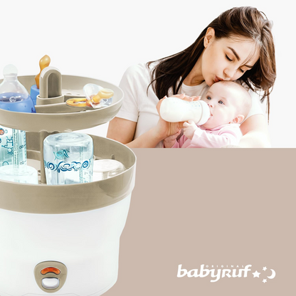 BABYRUF BS29 elektrisk dampsterilisator 6 flasker på 11 min + tang