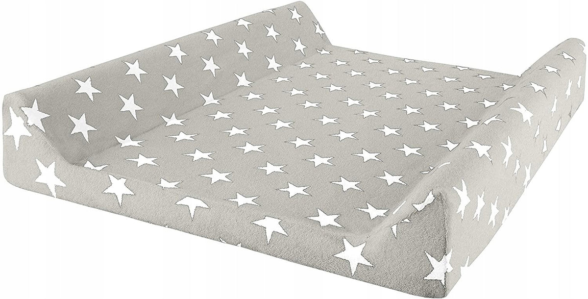 LILLY AND BEN 2x pokrowiec frotte na przewijak, szaro-biały z gwiazdkami, bawełna, 40-55 x 65-80