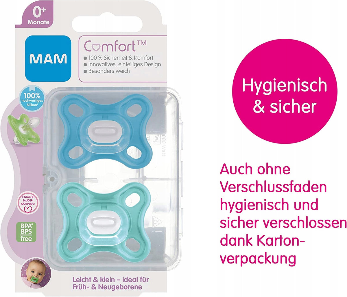 MAM COMFORT залъгалки за недоносени новородени x2 0м+
