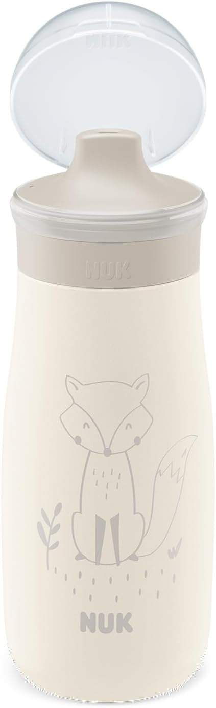 NUK Mini-Me Sip стоманена бутилка с твърд накрайник 300 ml 9 m+ ЛИСИЦА