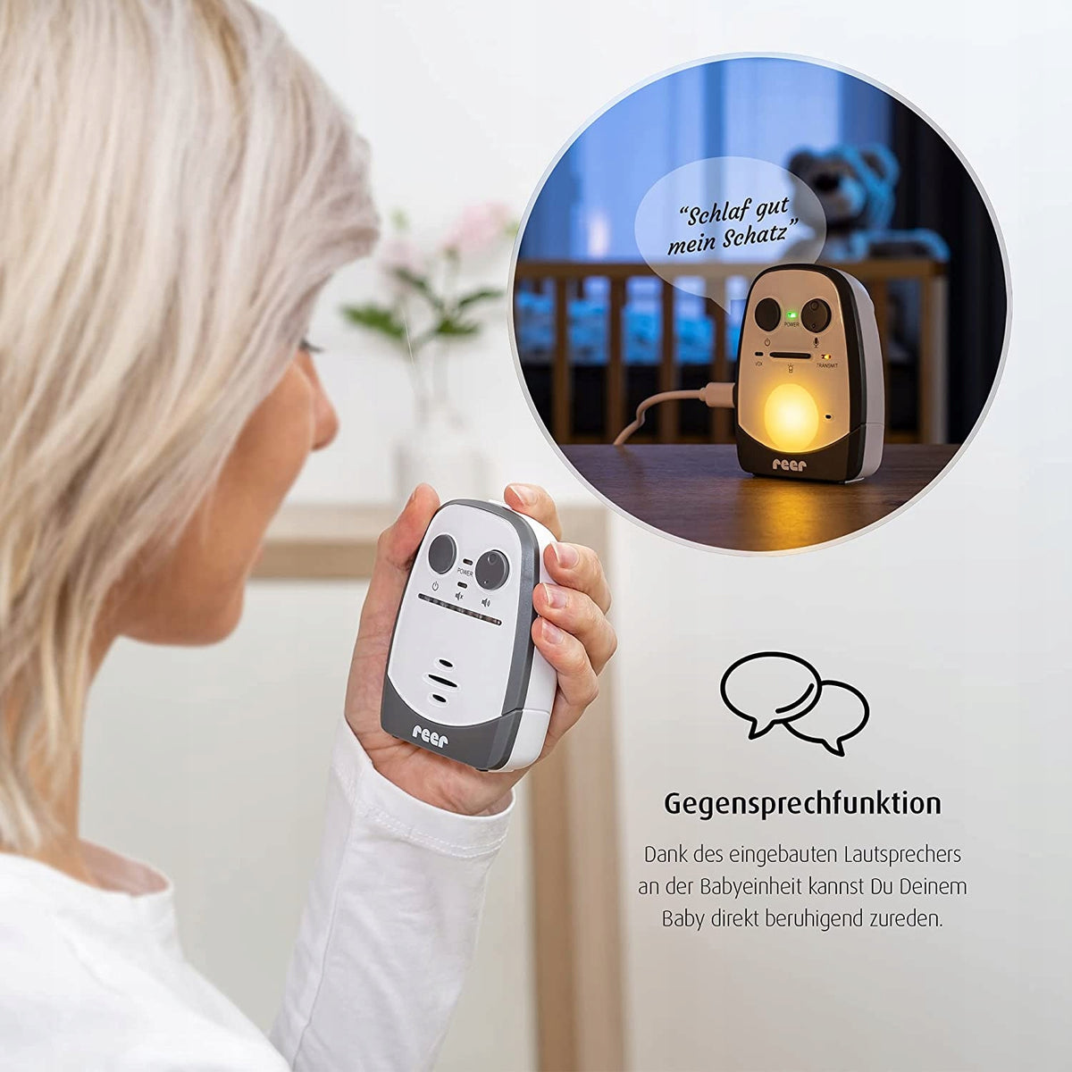 REER Cosmo niania elektroniczna cyfrowa 600m z funkcją rozmowy dwukierunkowej i lampką nocną