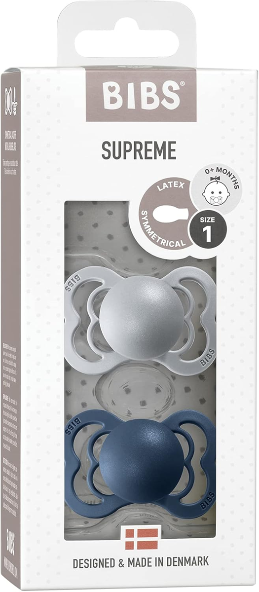 BIBS SUPREME успокояващи биберони каучук 0-6msc СИМЕТРИЧНИ