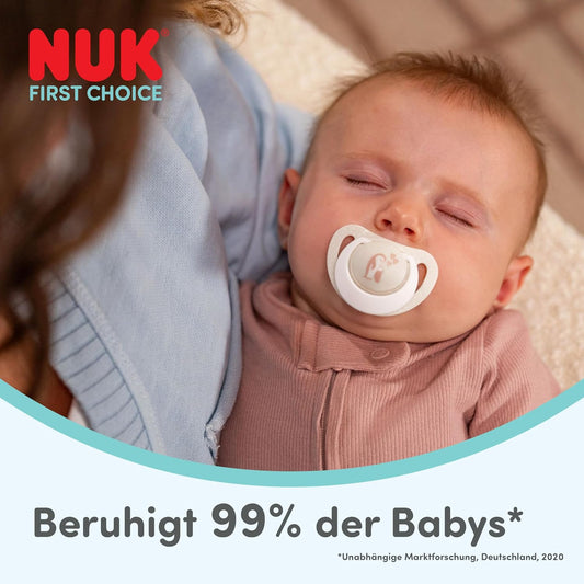 NUK First Choice smoczek uspokajający silikonowy x2 0-6m – misia i konika morskiego lekka tarczka do codziennego…