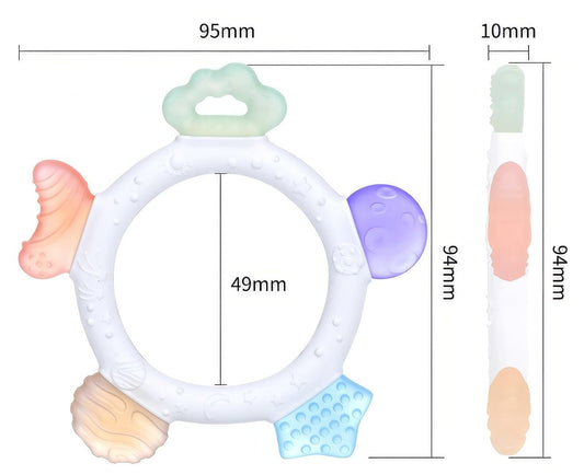 AKOLIK ultrablød bidering i silikone med massagefunktion 9,5 cm 3 m+