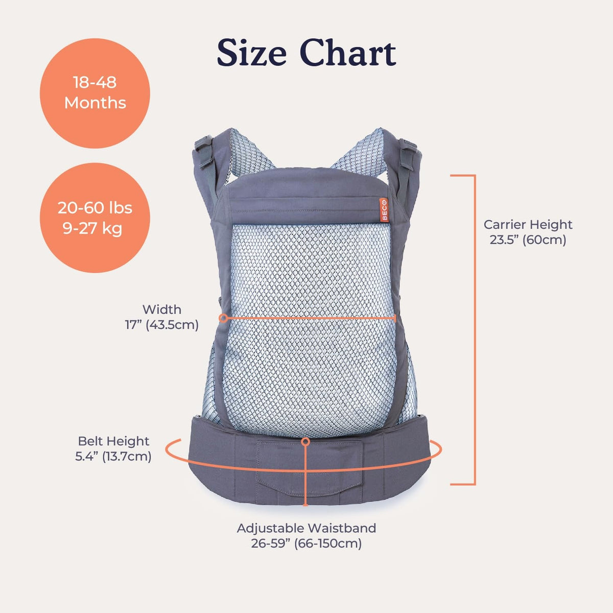 BECO TODDLER носилка с катарама 9-27kg mesh 3d
