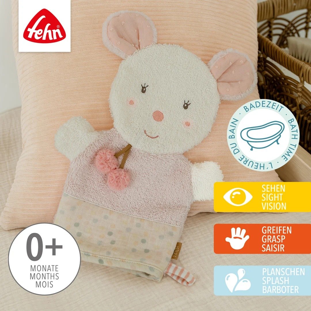 Fehn Muis washandje met lichtgevend borduursel