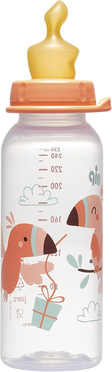 NIP-flaska med latexnapp, storlek M, medelflöde, 240 ml