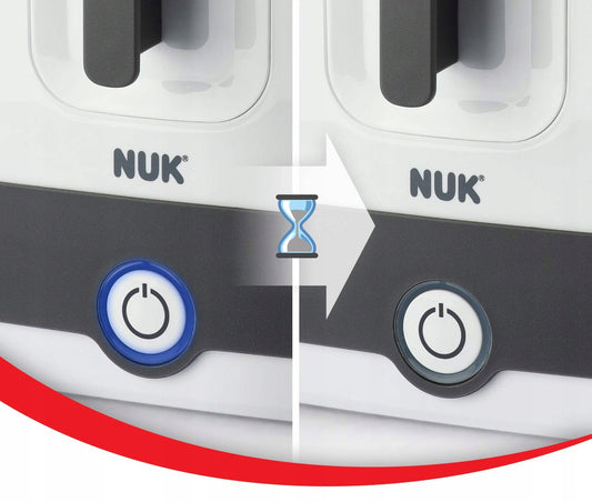NUK Vario Express sterylizator parowy 6 minut 1 "O, biały sterylizator do butelek z szybkim cyklem 6 min