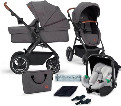 KINDERKRAFT B-TOUR 3w1 wózek wielofunkcyjny do 22kg + fotelik MINK PRO – DARK GREY – zdjęcie 1