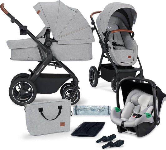 KINDERKRAFT B-TOUR 3w1 wózek wielofunkcyjny do 22kg + fotelik MINK PRO – LIGHT GREY – zdjęcie 1