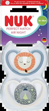 NUK Perfect Match Air Night smoczki 18-36m lew i świetlik 2 szt. – nowy – zdjęcie 1