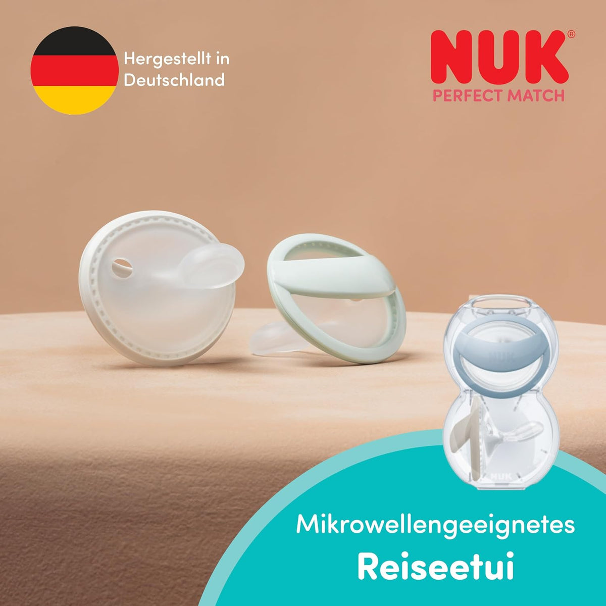 NUK Perfect Match smoczki 0-6 mies. 2 szt. beżowy/czerwony – beżowy/czerwony – zdjęcie 3