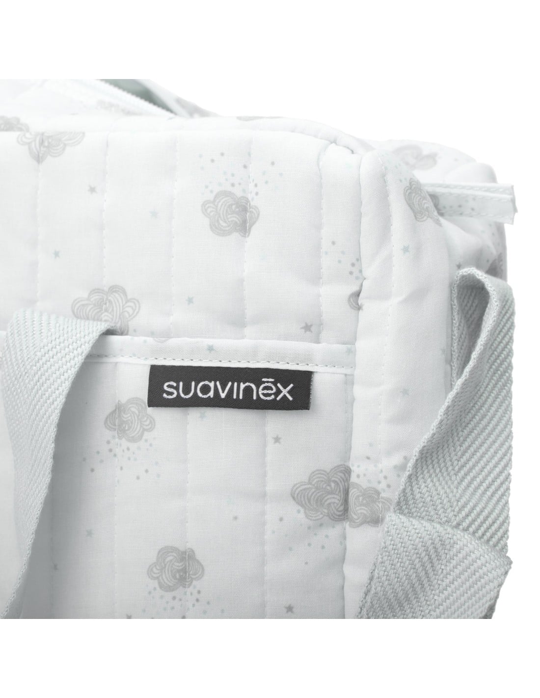 Suavinex Baby Care Bag – zbliżenie etykiety miętowej torby